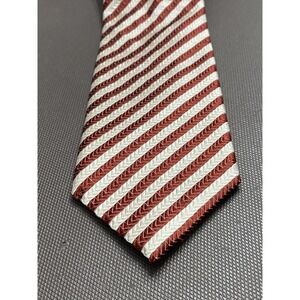 Canali Tie Red White Striped 100% Silk Candy Cane Italy‎ Necktie Classic Dress
